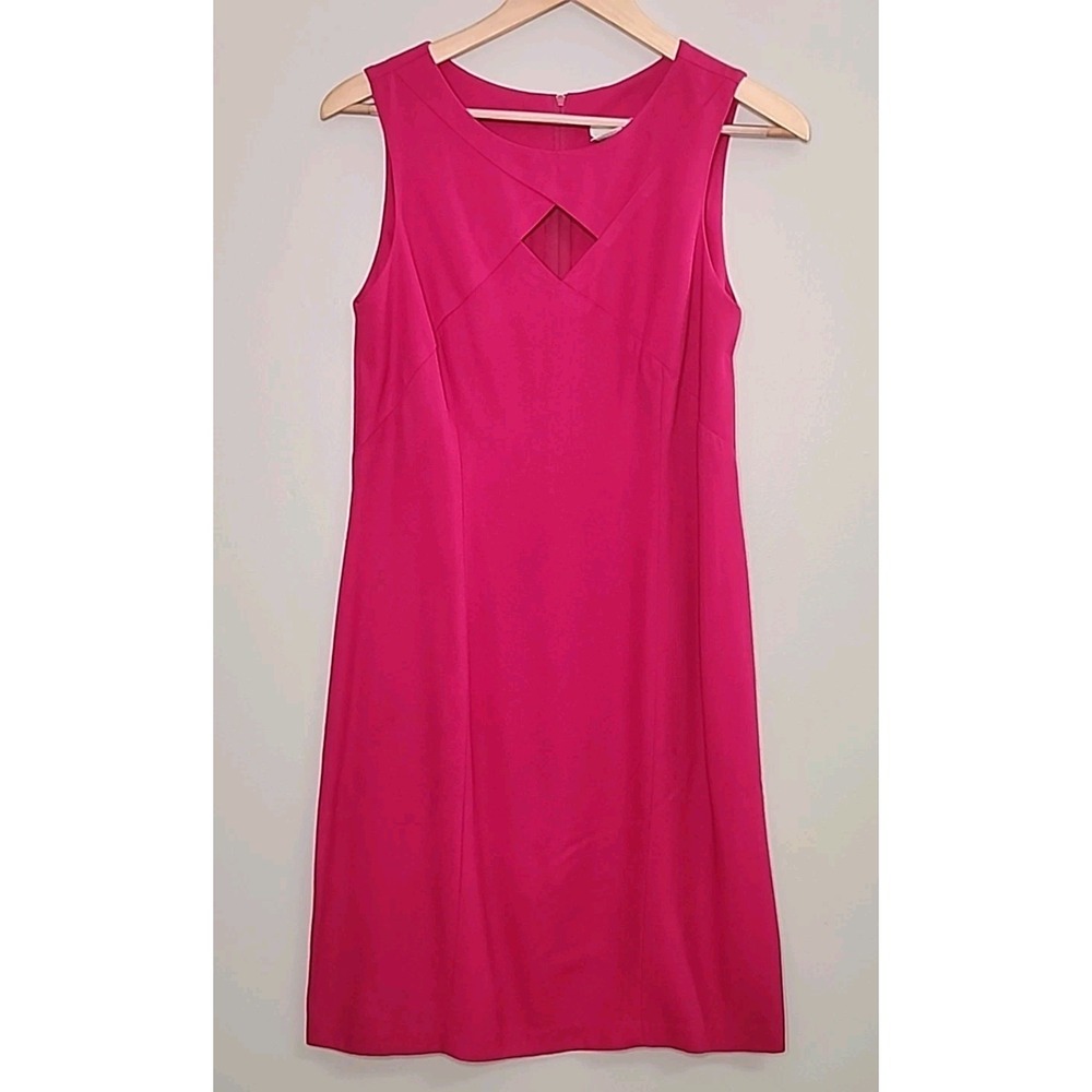 Vintage Scarlett Size 9/10Fusica PINK  Sleeveless Midi Dress Neck Cutout Barbie